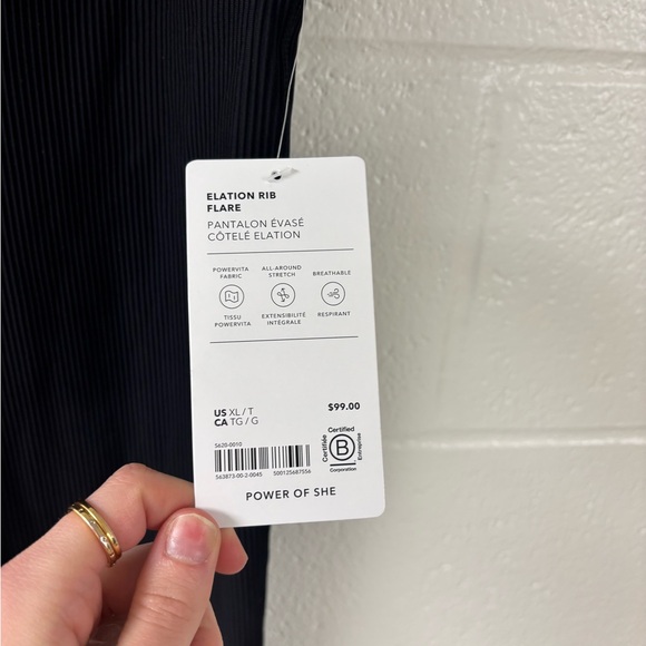 Athleta Elation High Rise Rib Flare Legging Yoga Pants | Black | XL Tall | NWT - Picture 3 of 7